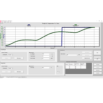 screenshot of M7150 Stirred Fluid Loss Tester's optional PC-controlled temperature ramping and filtrate weight recording